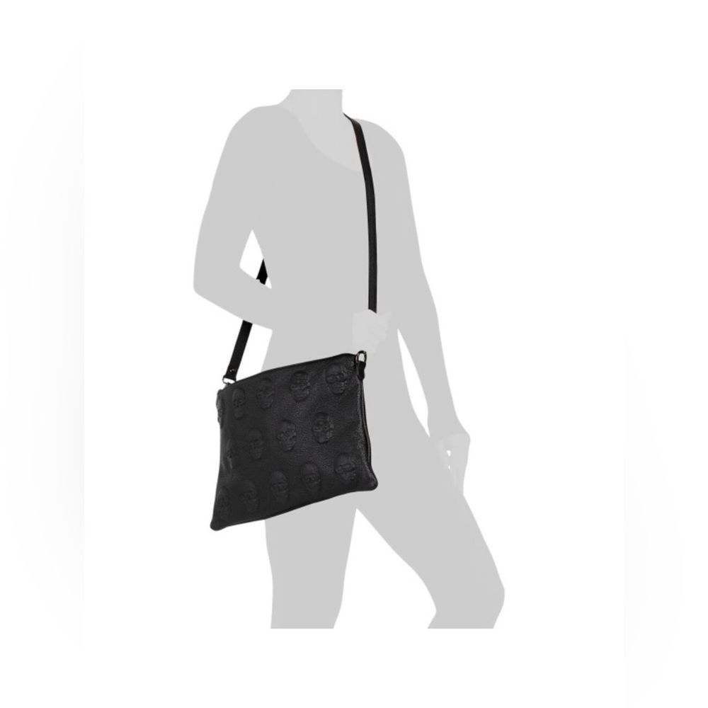 IO Pelle/Black Crossbody Bag/Skull Embossed Bag/Italian Leatherπ» π - Picture 3 of 15